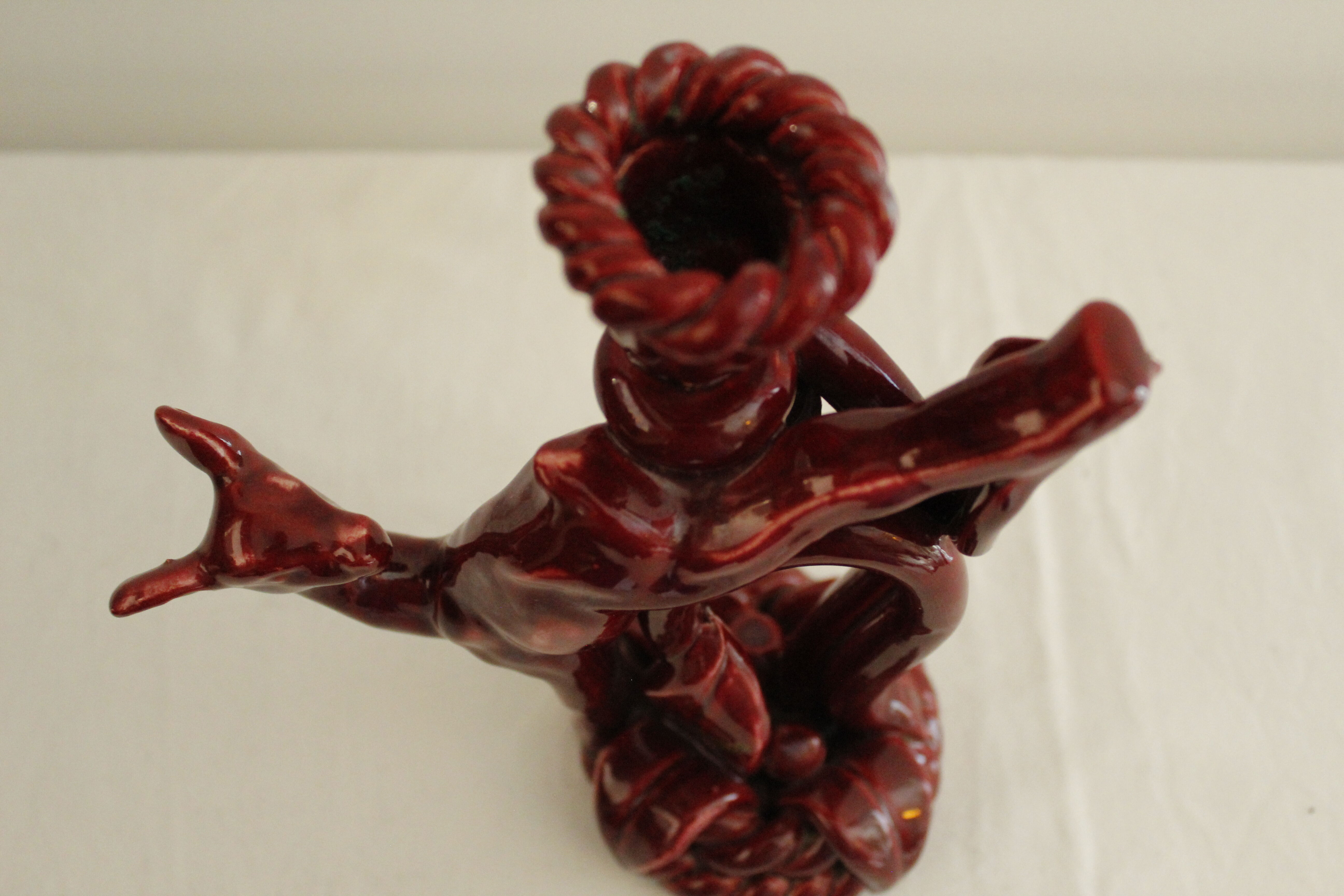 Vintage red ceramic candle holder - doe - "Nice"