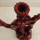 Vintage red ceramic candle holder - doe - "Nice"
