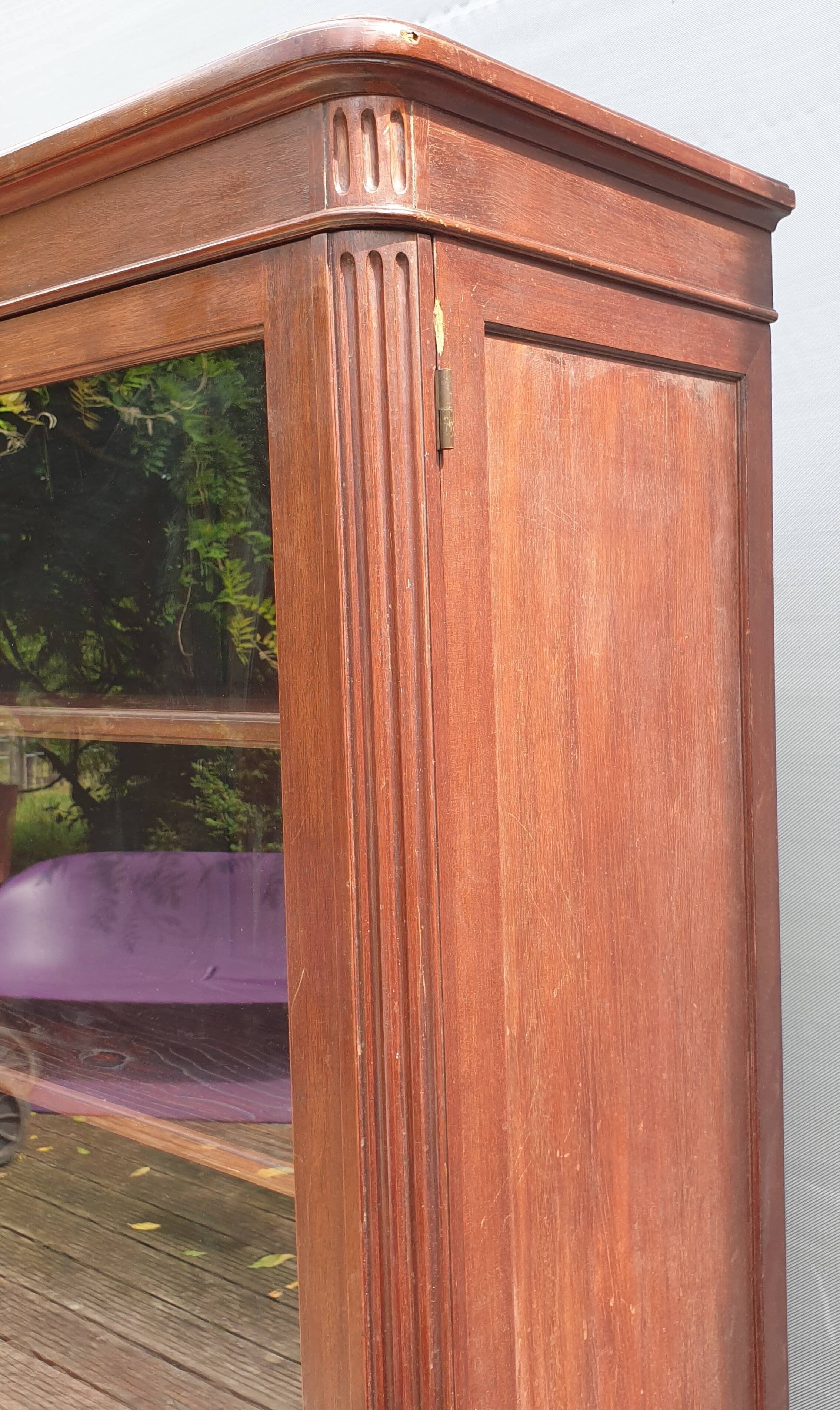 Mahogany library showcase Louis XVI style