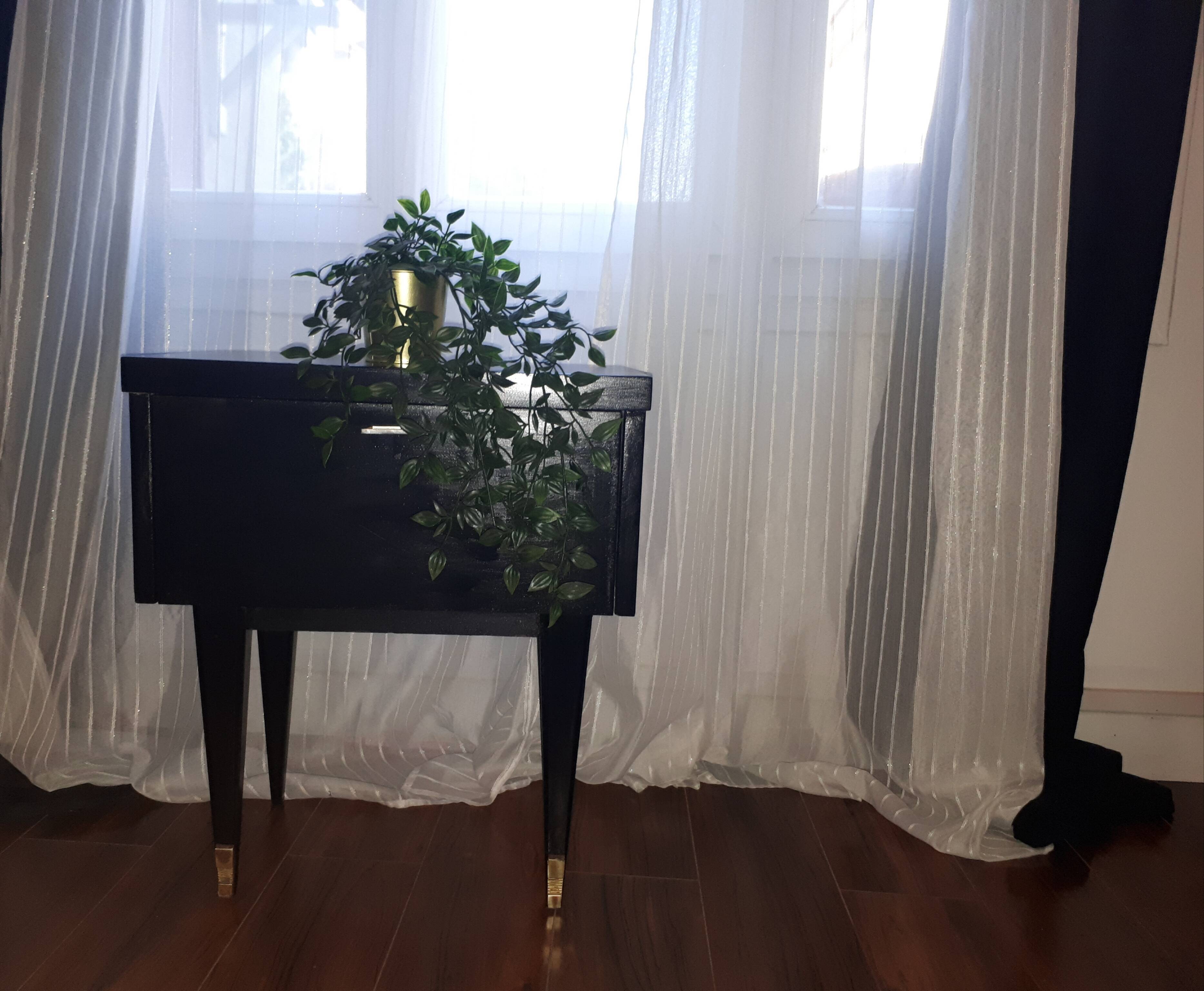 Vintage bedside table, black