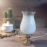 Art deco accent lamp with white opaline bronze base