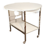 Chrome and white server with folding sides, vintage, 1970