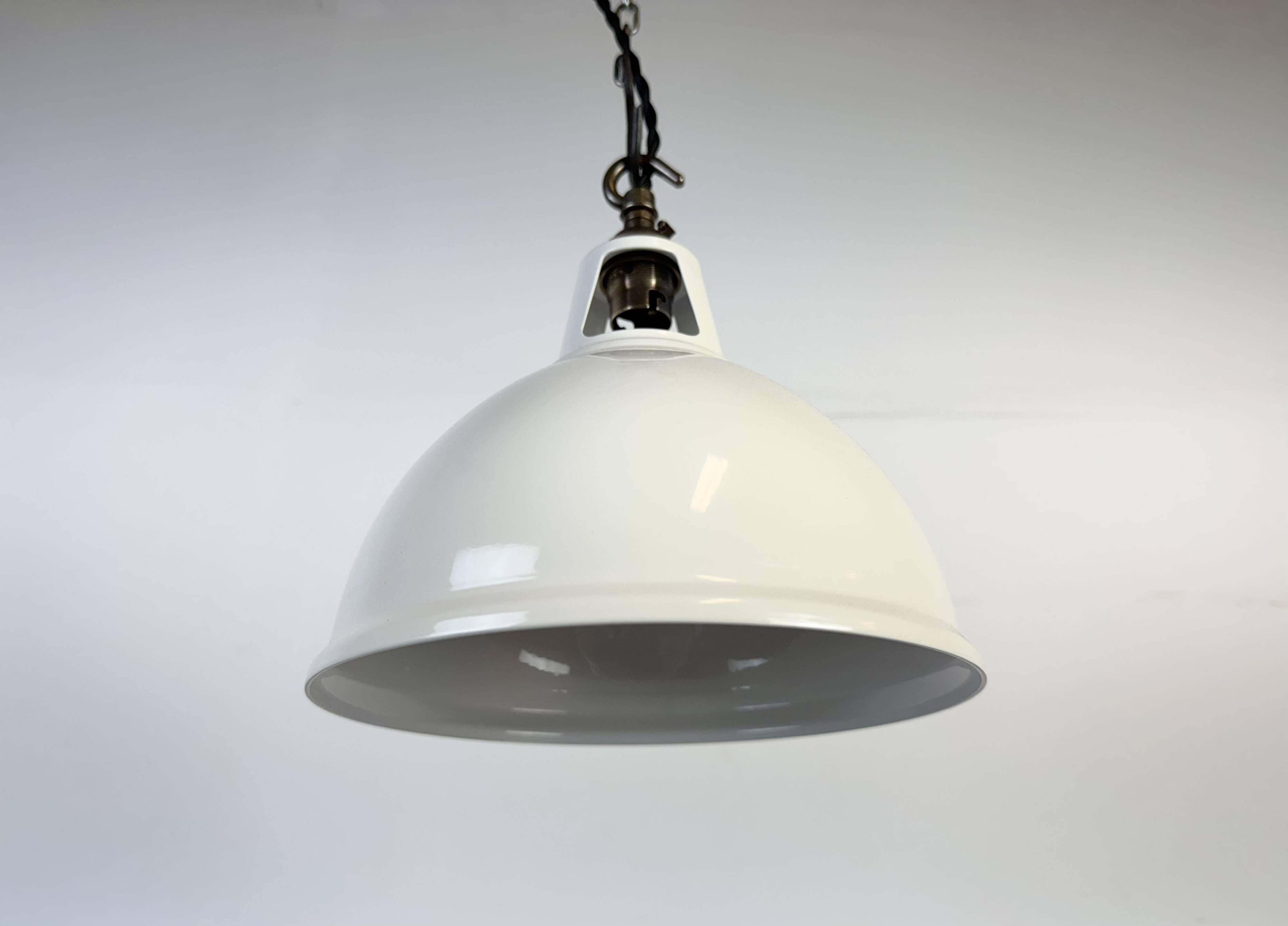 Vintage Industrial Beige Painted Pendant Lamp