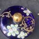 Perfume bottles, in hand-painted blue Bohemian crystal, antique.