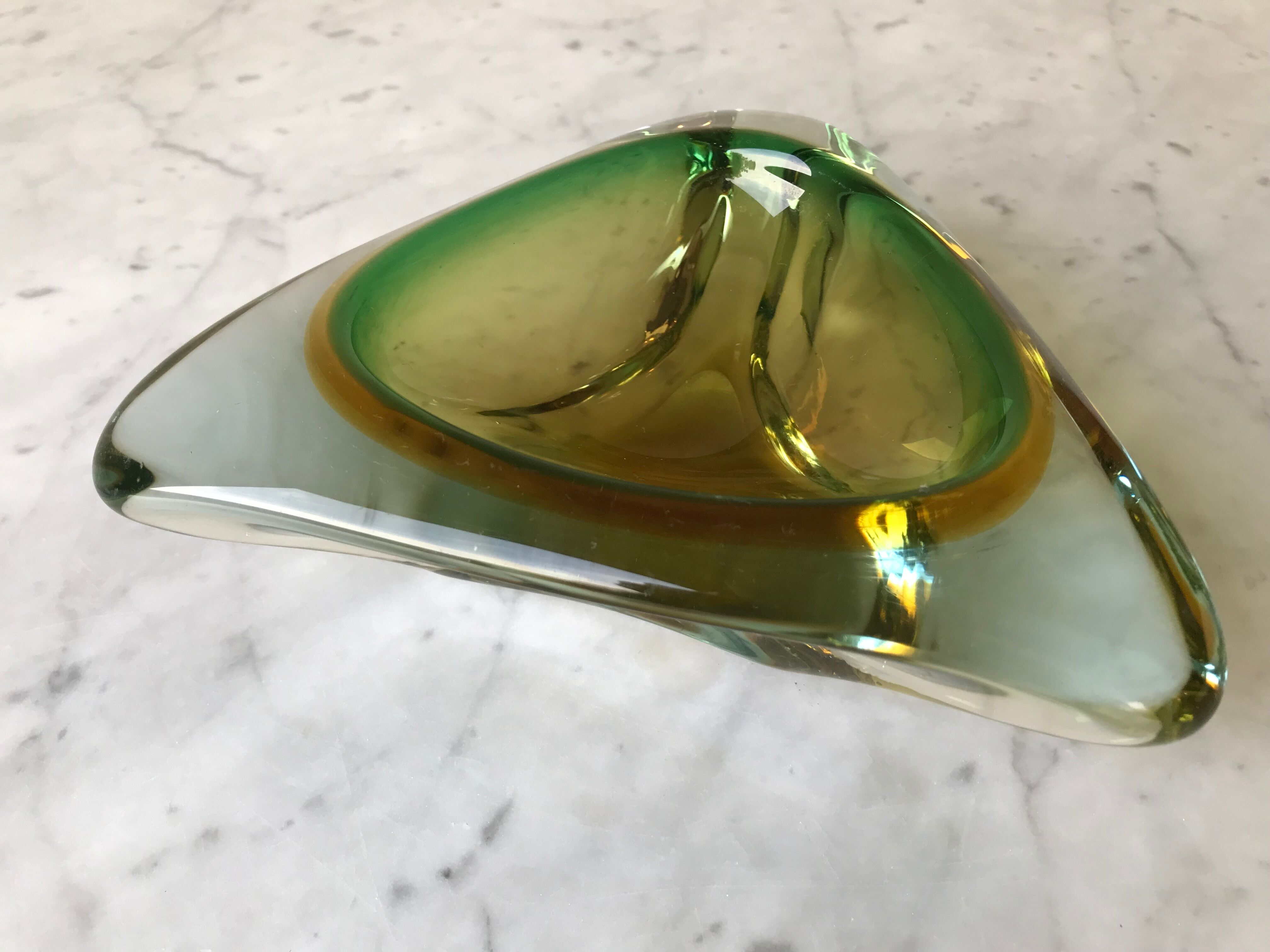 Empty pocket or ashtray of Murano "Sommerso" - Italy, 1970s.