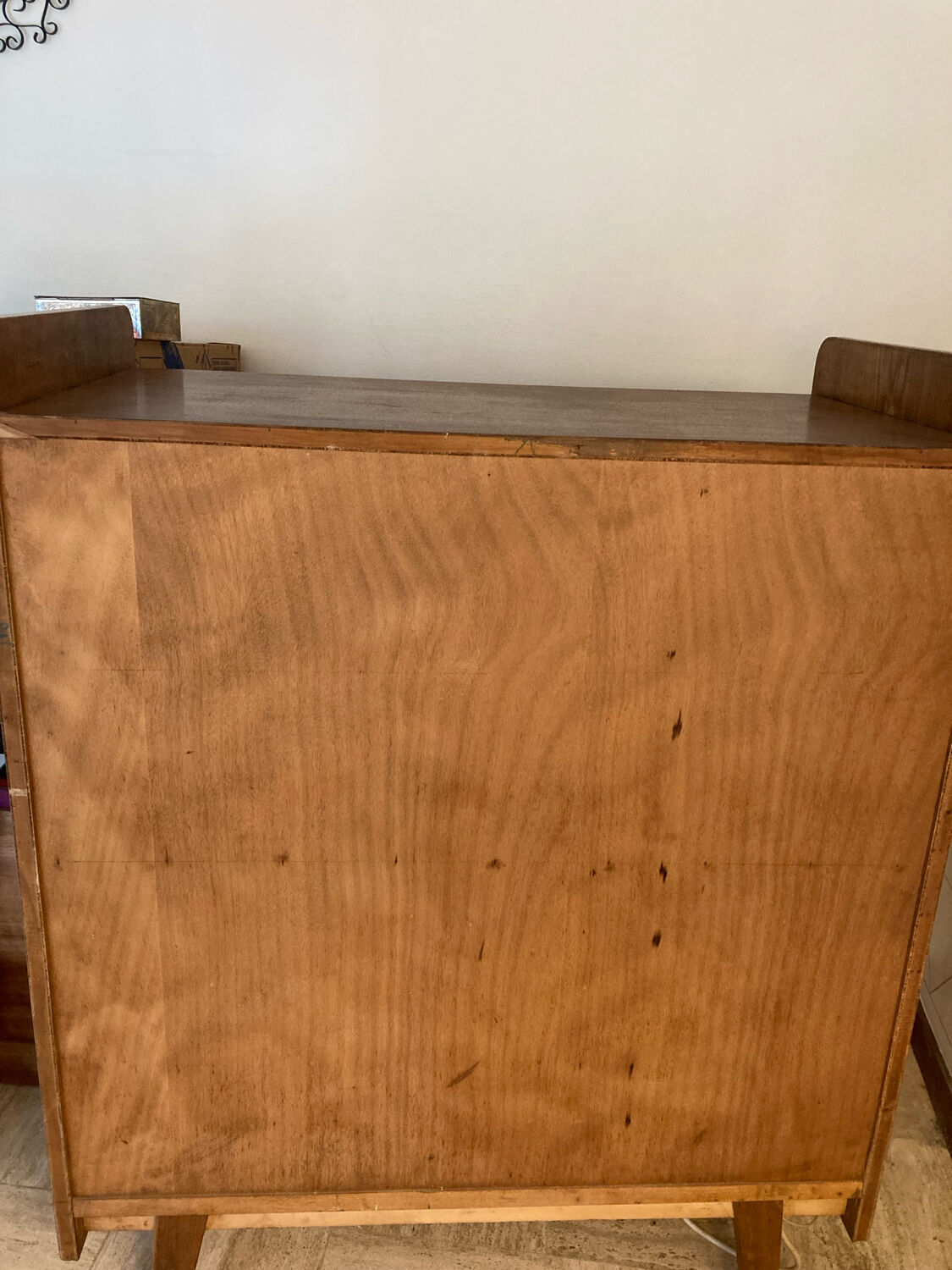 Buffet with 4 sliding doors, vintage wood and Formica