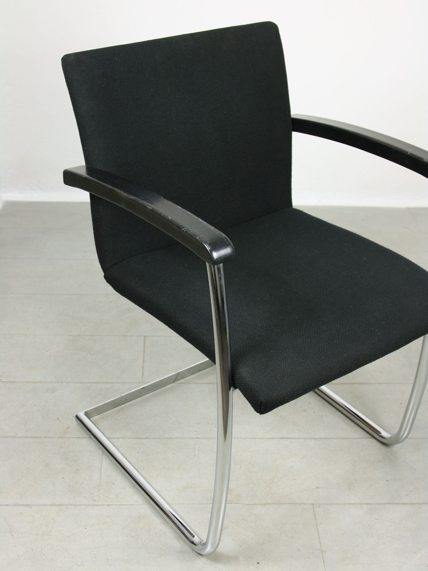 Vintage black fabric bauhaus office chair, 90s