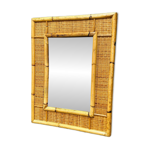 Miroir vintage en bambou