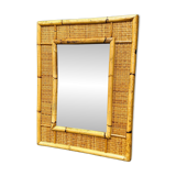 Vintage mid-century bamboo and rattan mirror by Dal Vera, Italy 1970s.