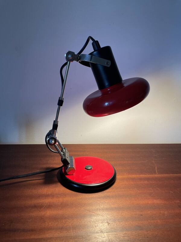Lampe Aluminor articulée rouge 1970