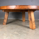Brutalist oak coffee table thee legs