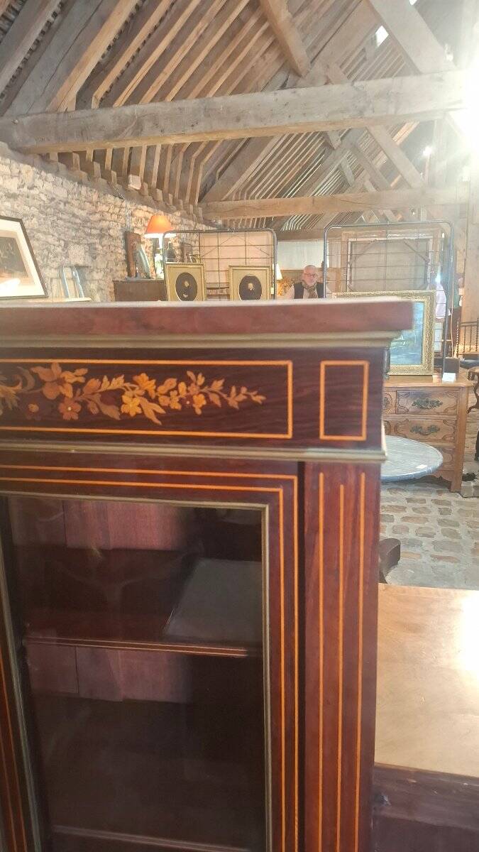Napoleon III marquetry display cabinet