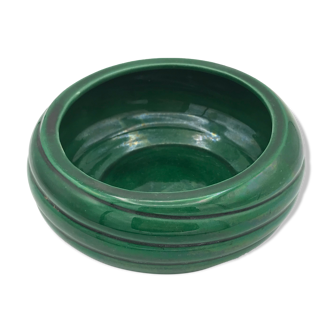 green ceramic flat cup 1950 saint clement signed B Letalle 16 cm