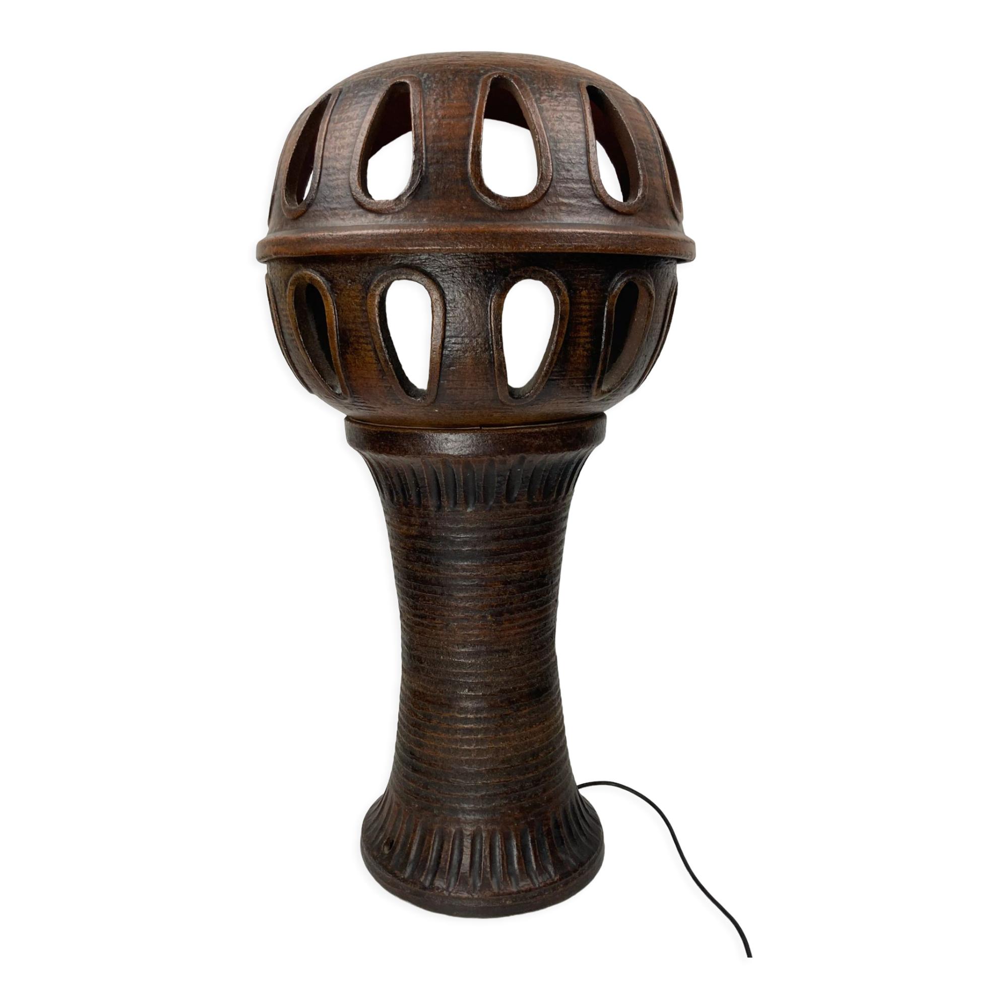 Lampadaire champignon brutaliste en céramique 100 cm, années 1960