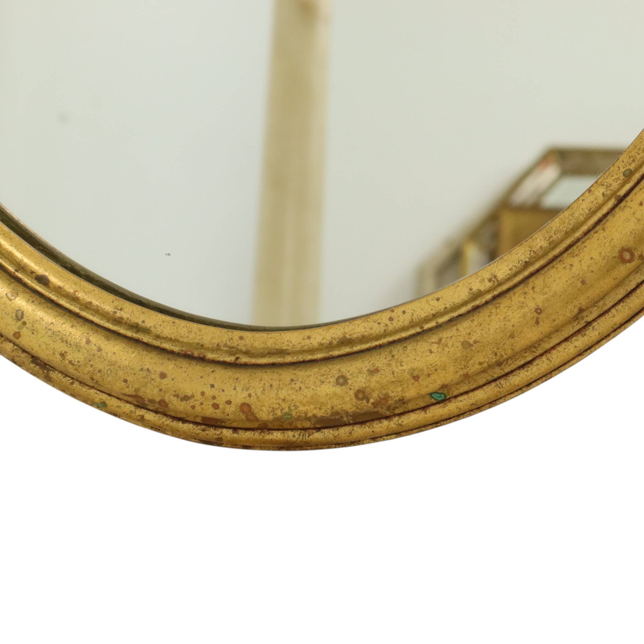 Pair of Oval Gold-Leaf Mirrors, France, 20th Century