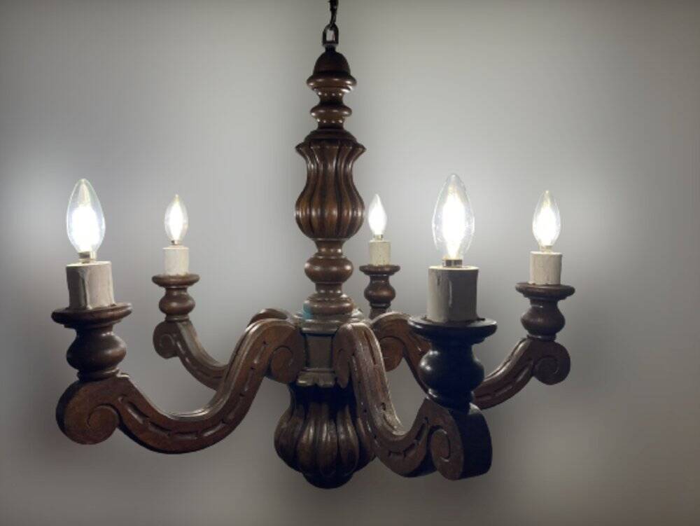 Louis XVI style wooden chandelier, 1890s