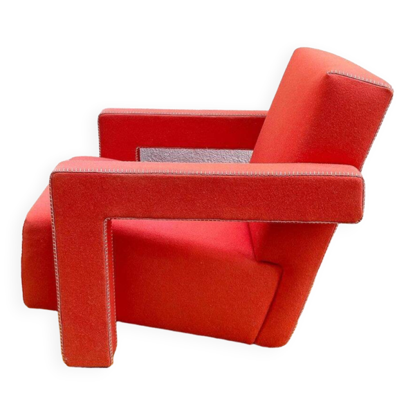 Fauteuil Utrech par Cassina rouge orangée - Bon état sur Selency