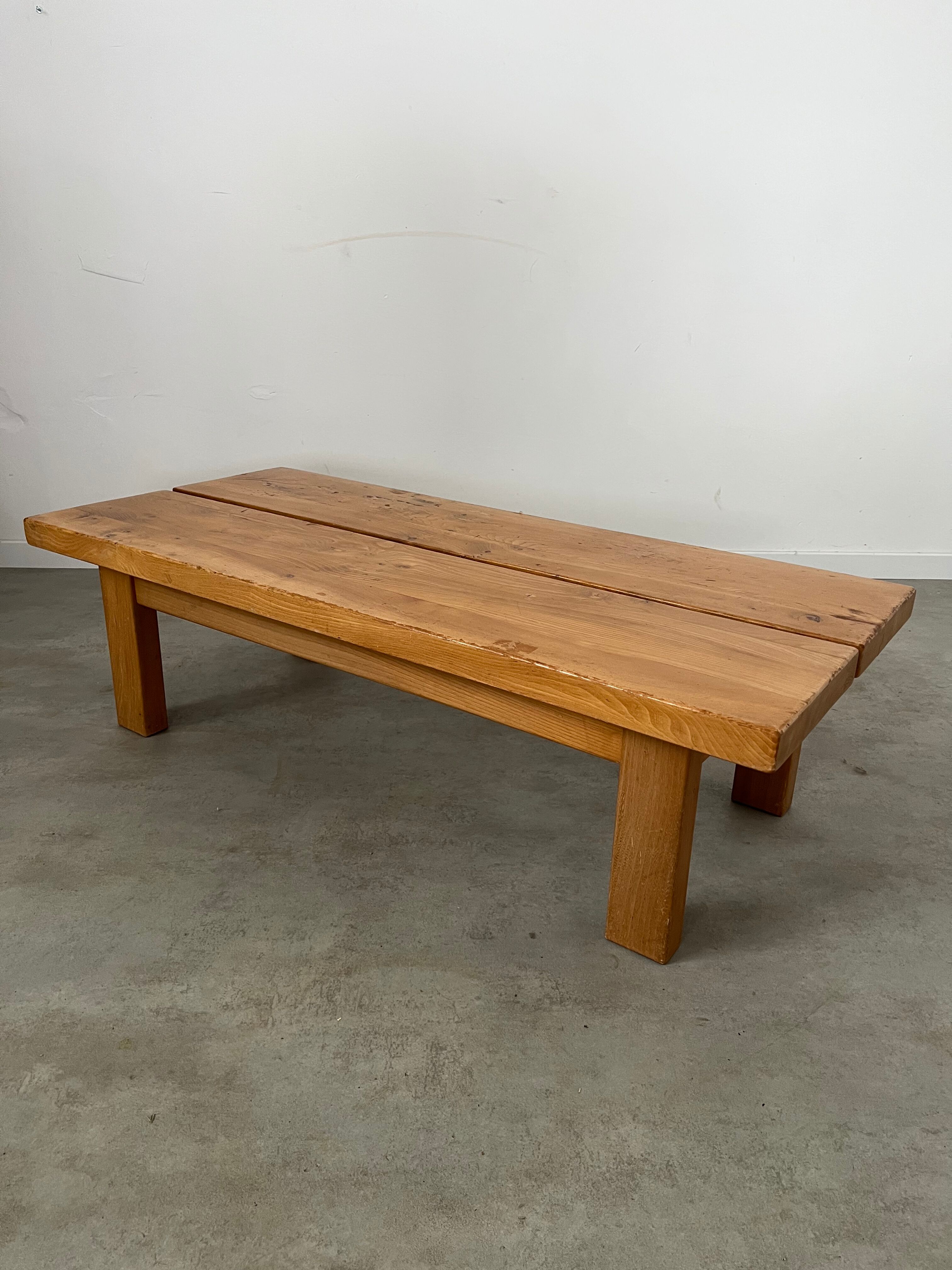 Solid elm wood coffee table 60s