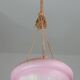 Chandelier en verre vintage Art Déco rose italien des années 1950 avec décorations.
