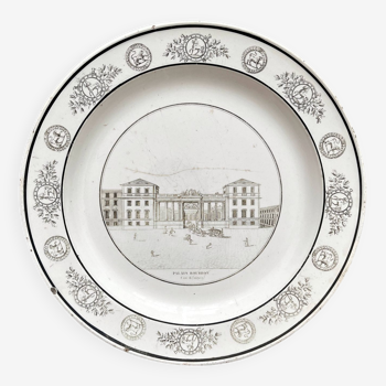Antique fine earthenware plate “Palais Bourbon” Creil early 19th century