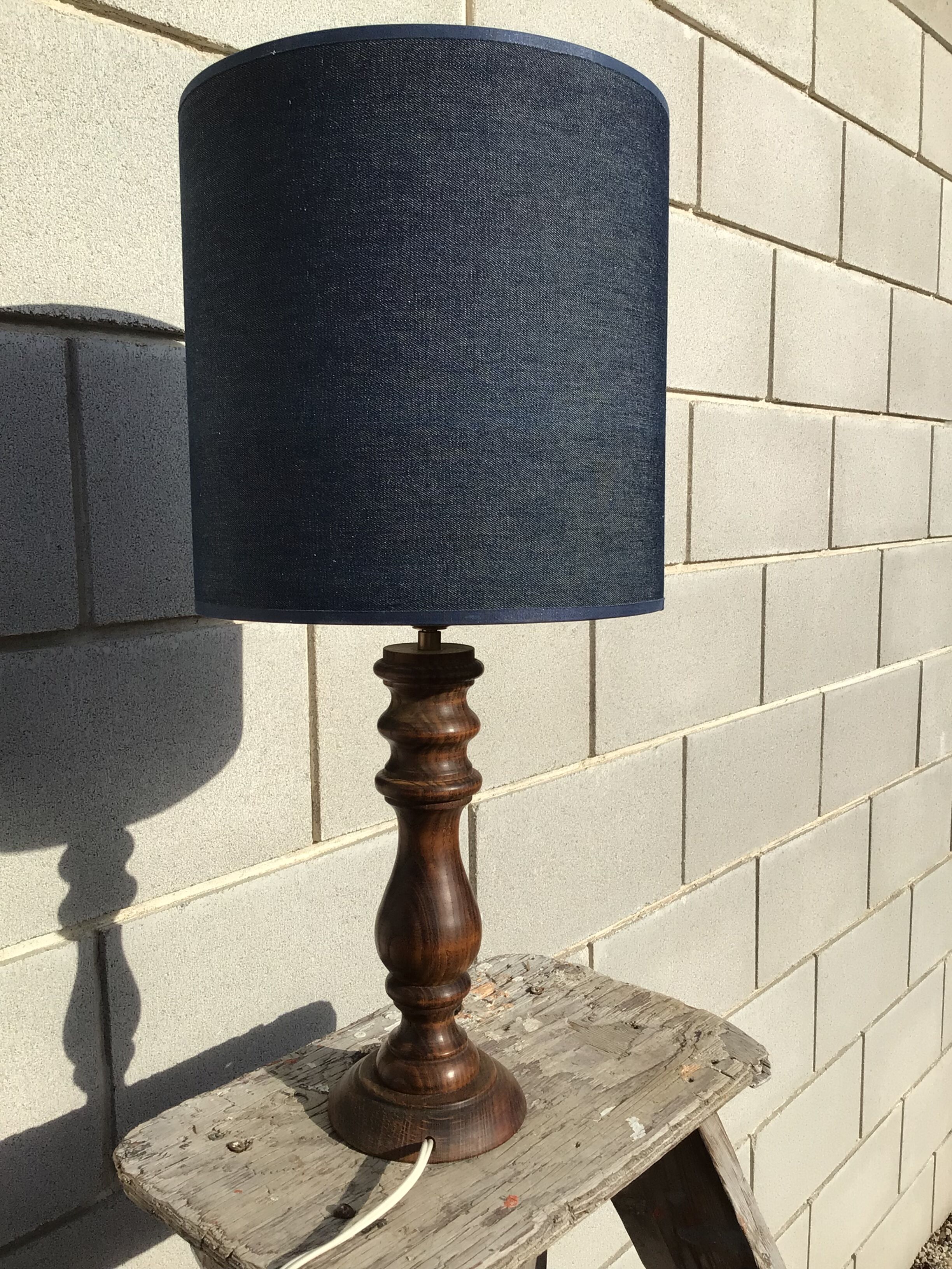 Solid wood lamp lampshade denim