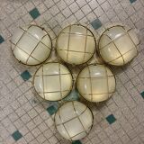 Industrial wall lights in glass and metal - 1970.