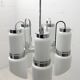 Vistosi Midcentury Italian Murano Glass and Steel "Incamiciato" Chandelier