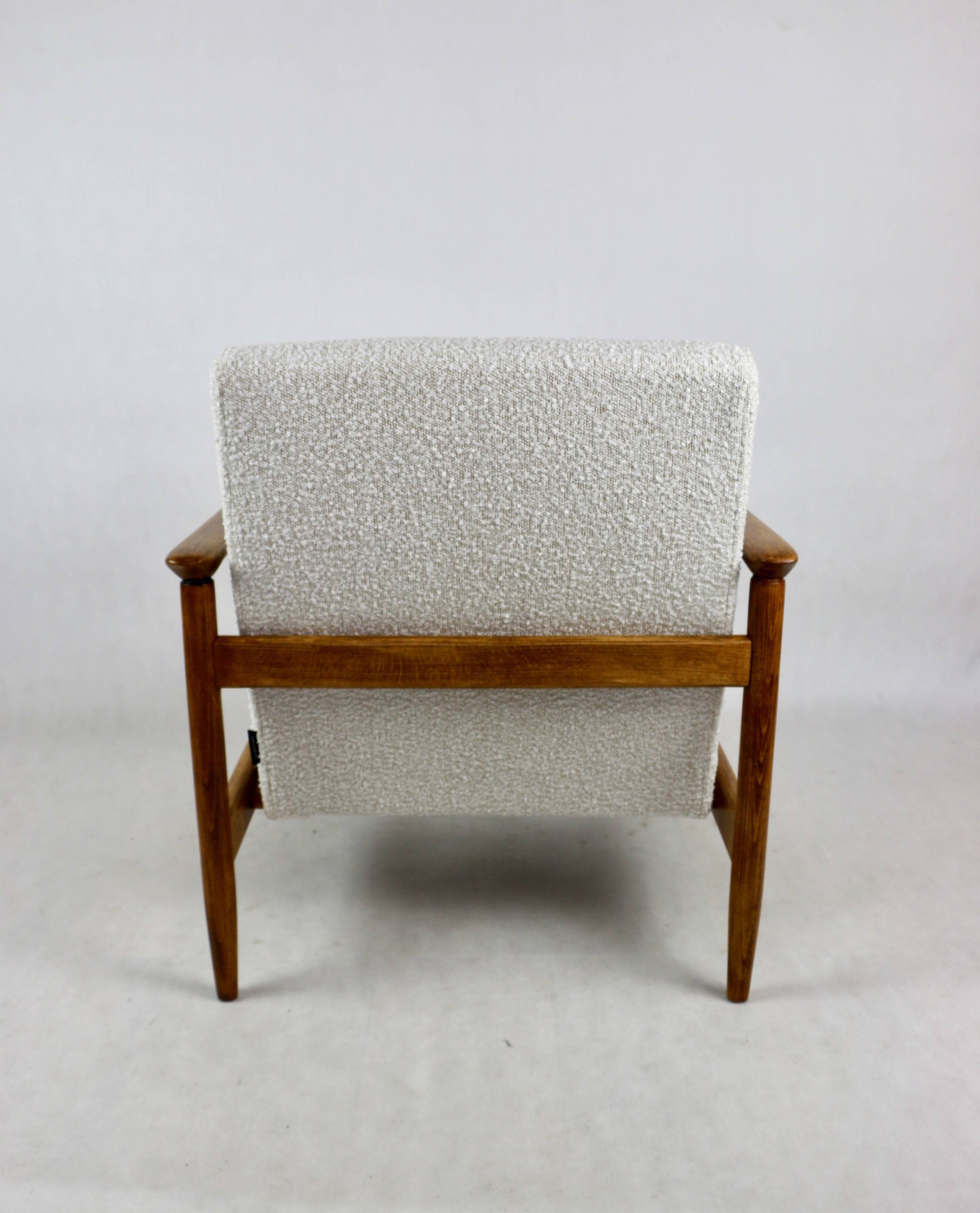 GFM-142 Ivory and White Boucle Armchair by Edmund Homa, 1970s