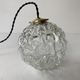 Pair of vintage molded glass round pendant lamps