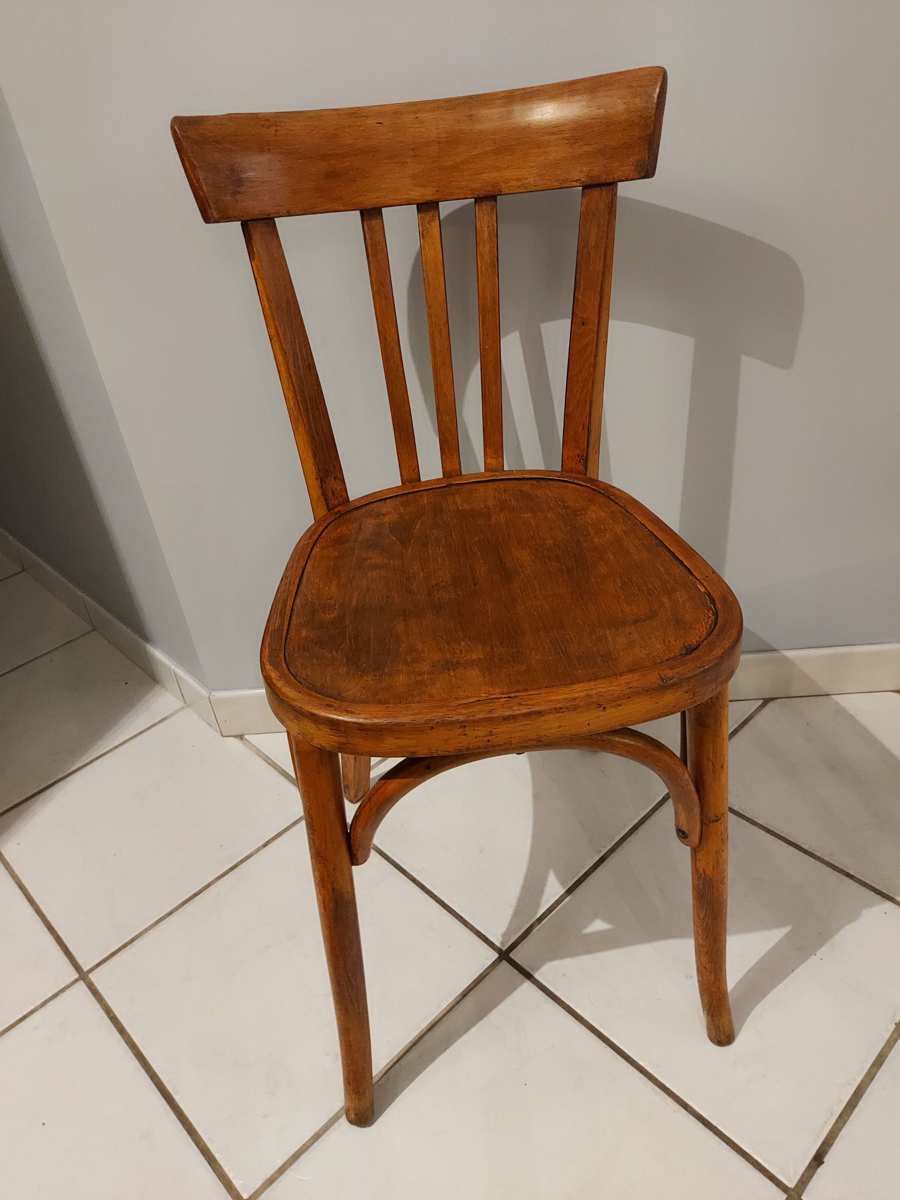 suite de 4 chaises de bistrot Fischel vintage années 1940