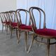 Set of 6 Vintage Bentwood Dining Chairs Set: 1970s , Red Uphols