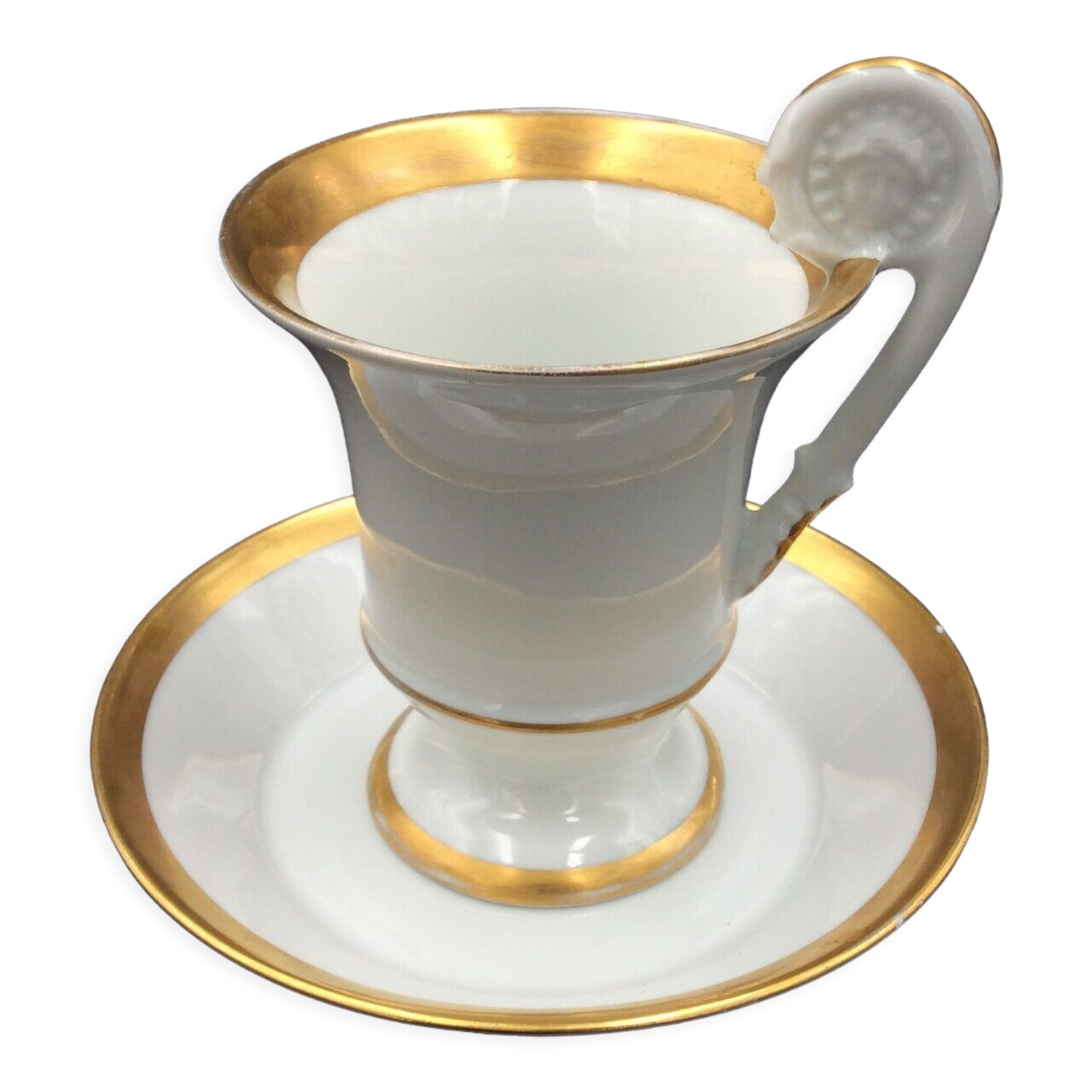 Cup and saucer empire porcelain woman's head on the golden net socket xixè b