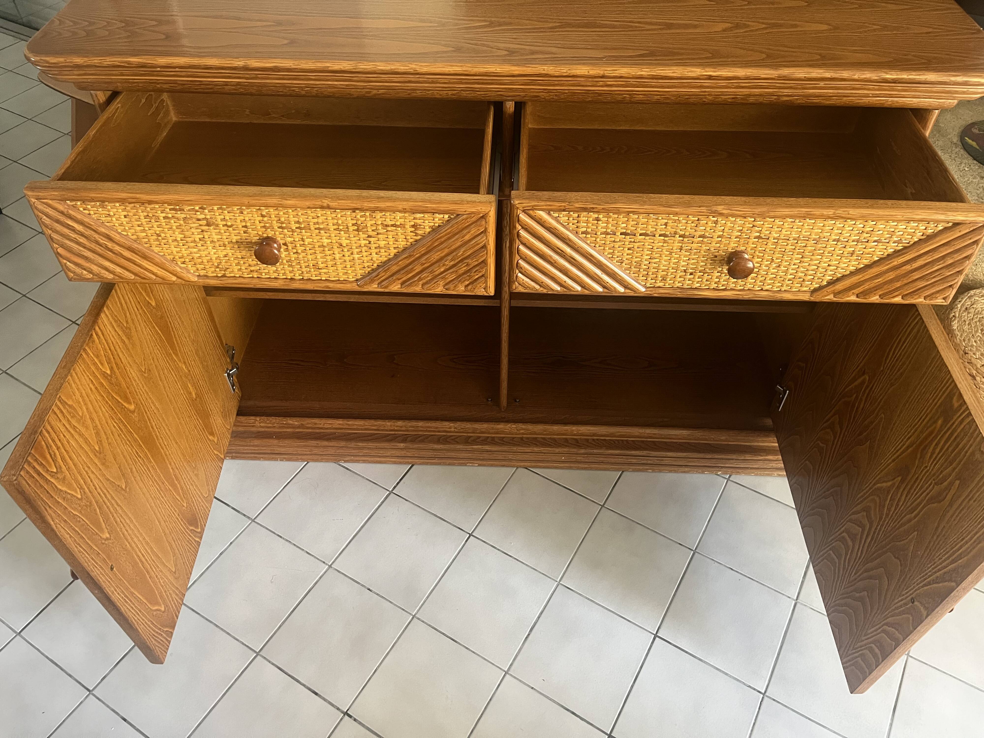 Buffet, vintage wicker commode in Riviera style, 1970s.