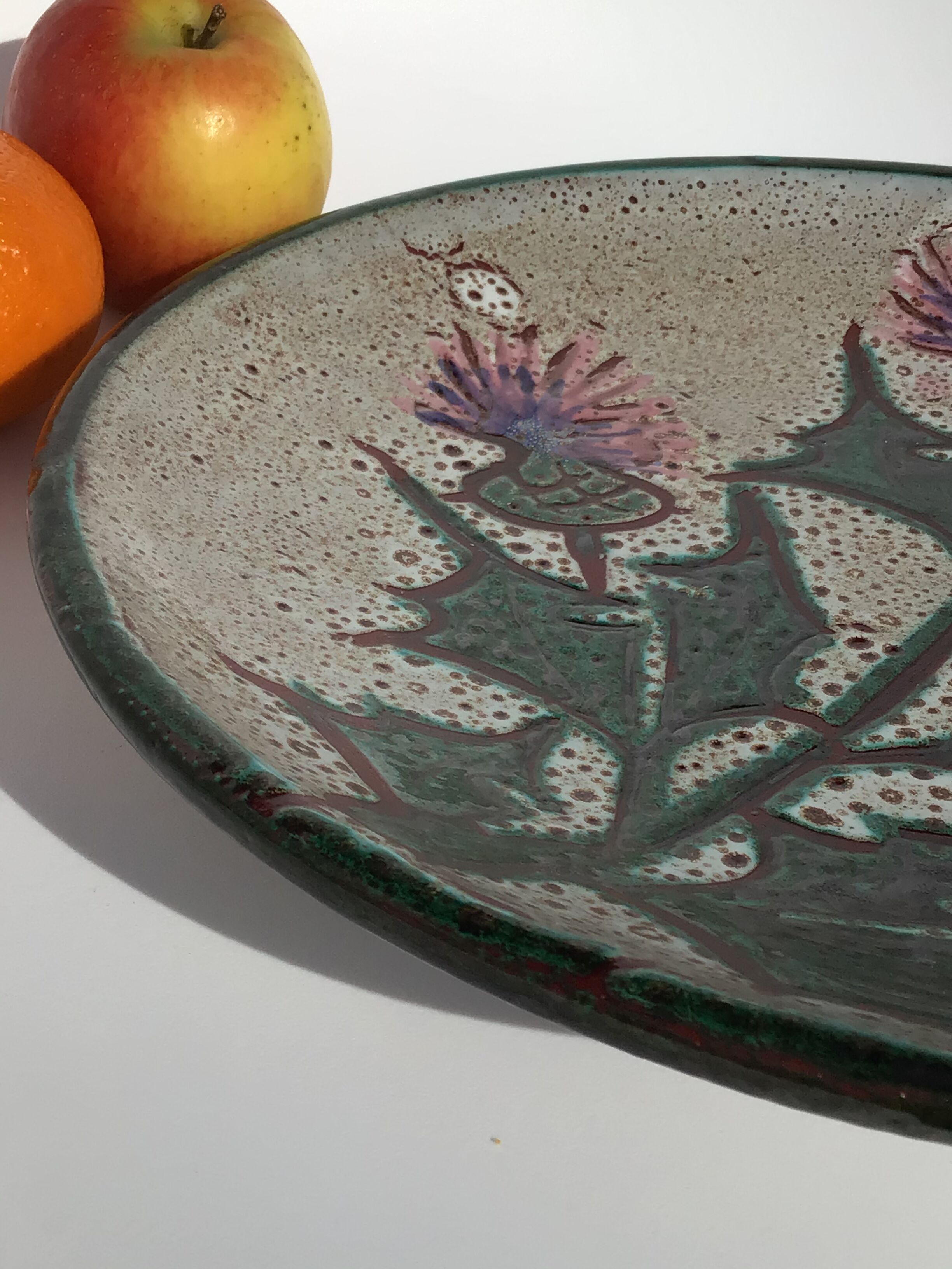 Dish Vallauris decoration thistles diameter 29.5cm