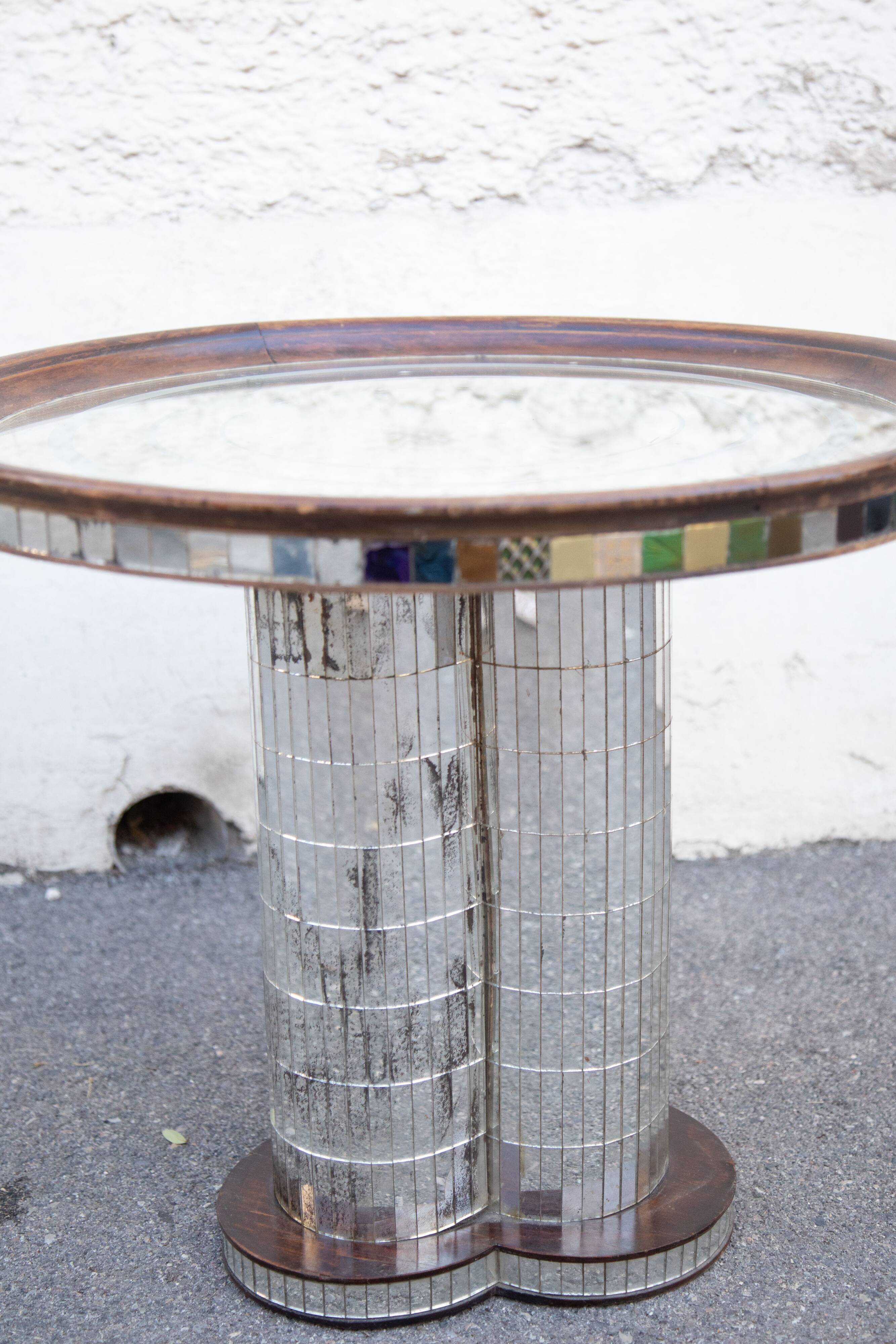 Mosaic mirrored glass coffee table Italy 70