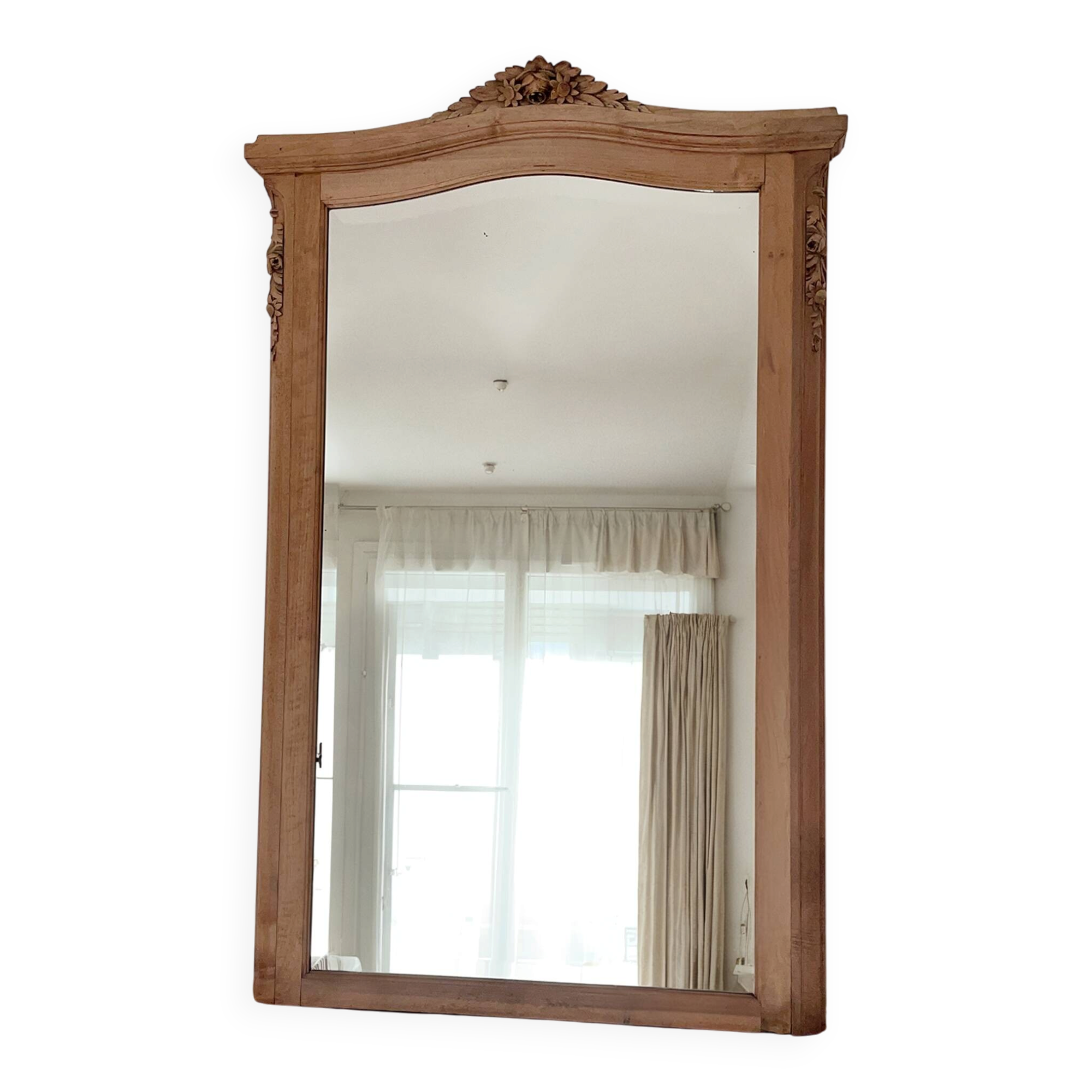 Large antique carved wooden mirror – Louis XV style – 140 x 90 cm
