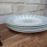 Set of 6 old flat plates, Annam model, opaque porcelain from Gien Terre de Fer