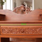 Vintage Vanity Desk, unique hand carved, Chiang Mai teak wood