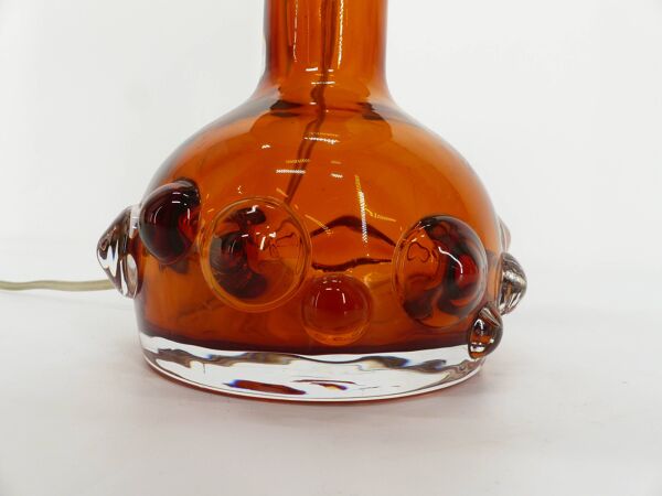 Lampe de table en verre vintage Kosta Boda orange 1960