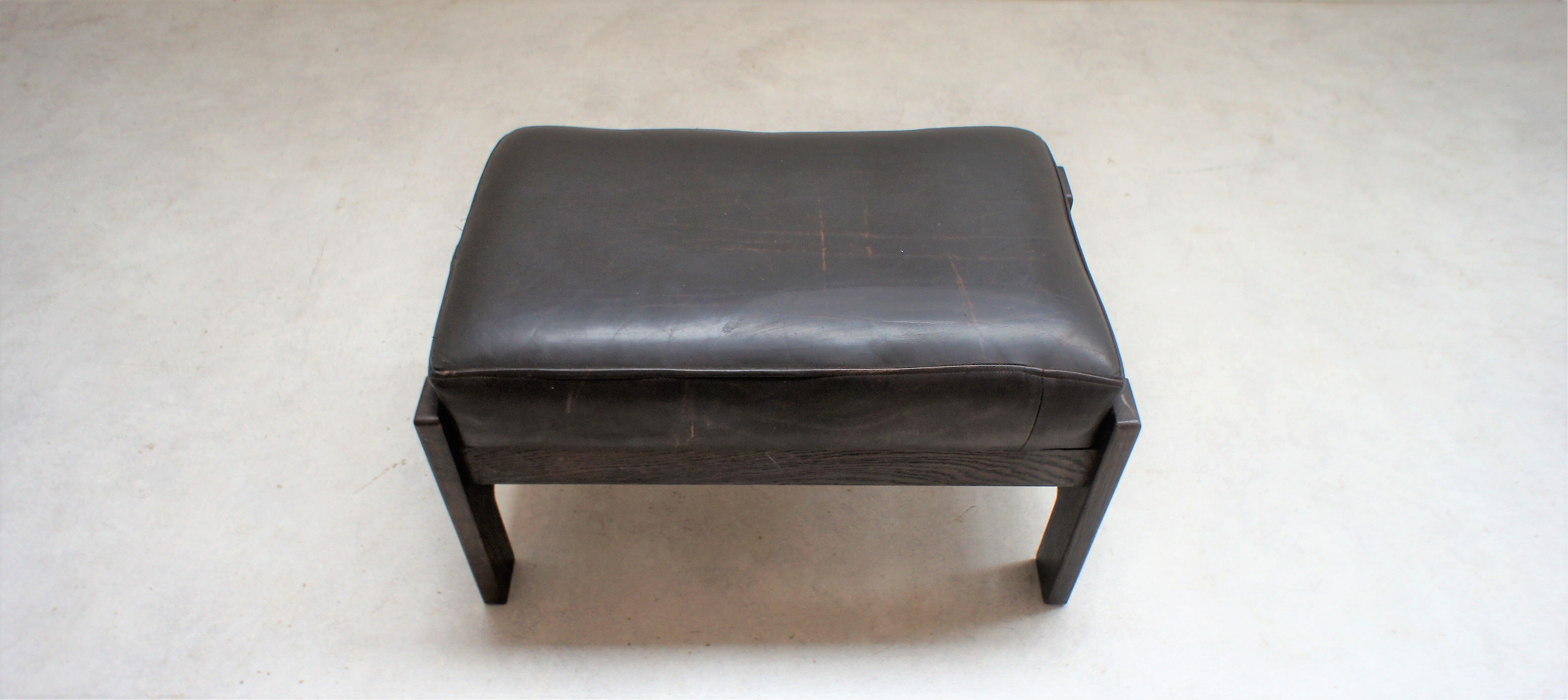 Scandinavian maroon leather stool