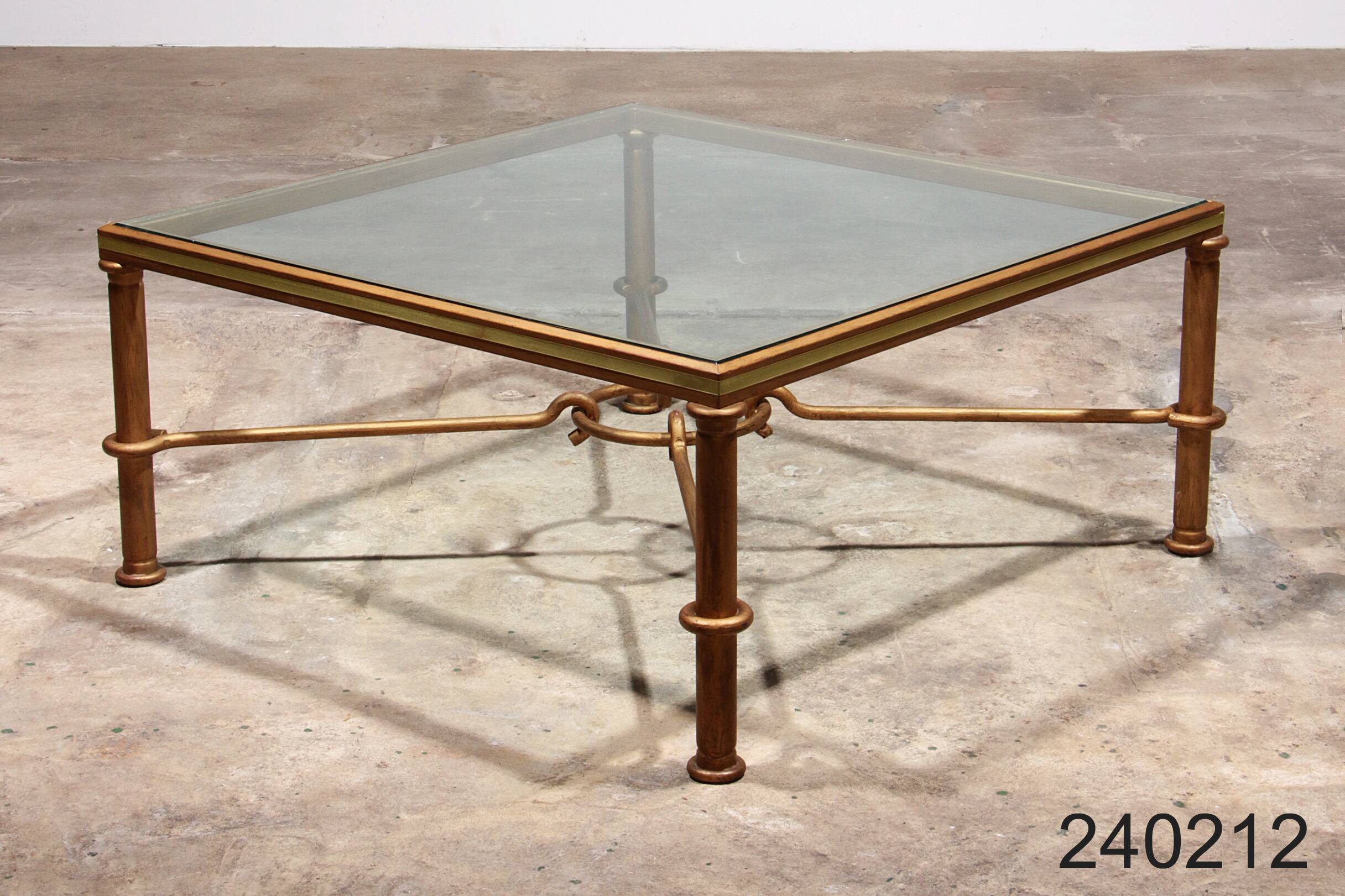 Elegant Gilded Iron Coffee Table by Giovanni Banci, Italy 1970