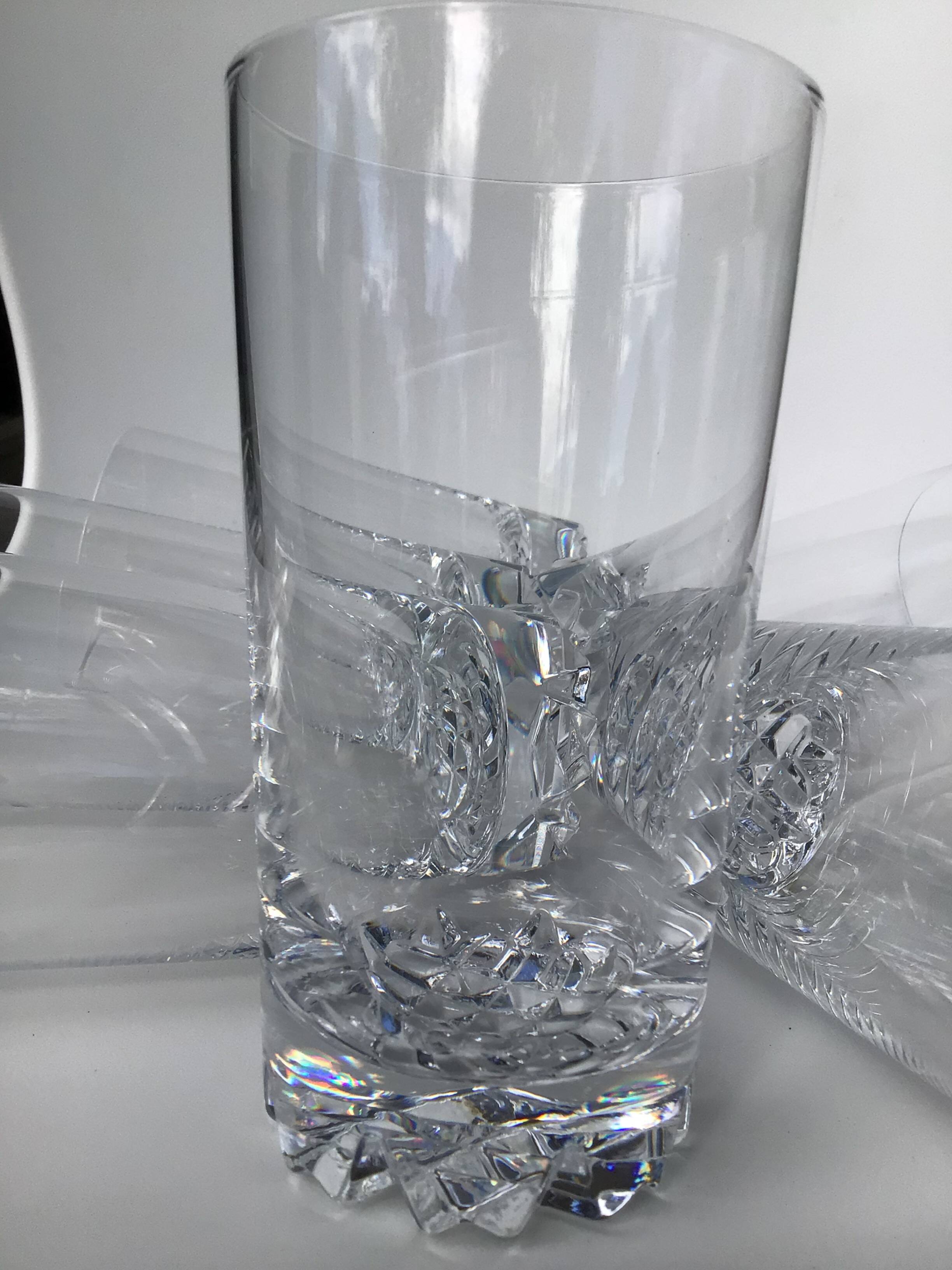 6 Crystal Long Drink Glasses with Spikes