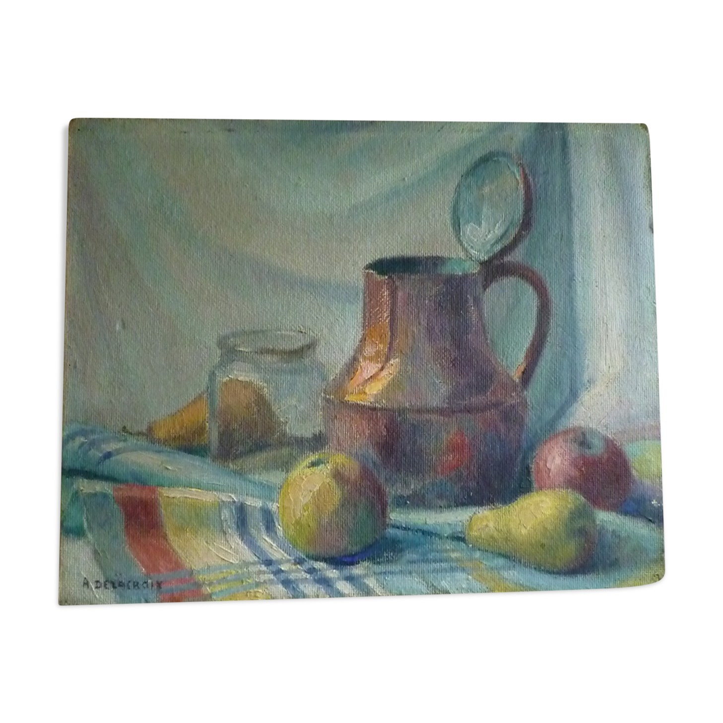 Oil painting on still life panel
