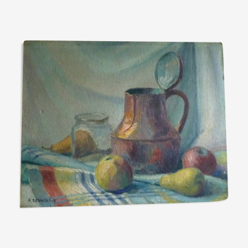 Oil painting on still life panel