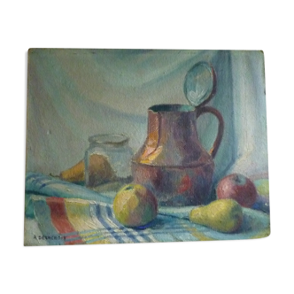 Oil painting on still life panel