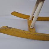 Mid-Century Czechoslovak Wooden Rocking Horse, Hand-Painted, 1960s