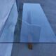 Original Italian glass and travertine marble dining table office desk