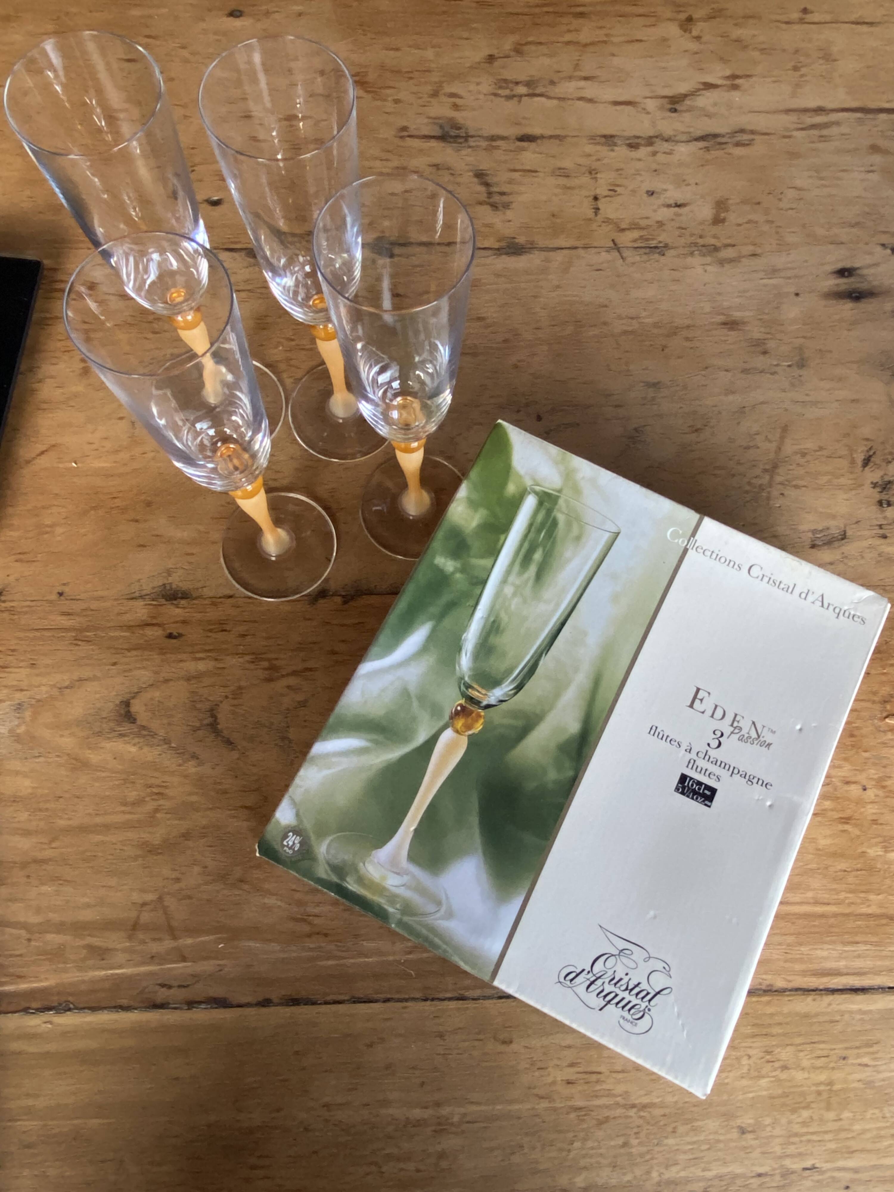 4 flutes de champage cristal d’Arques