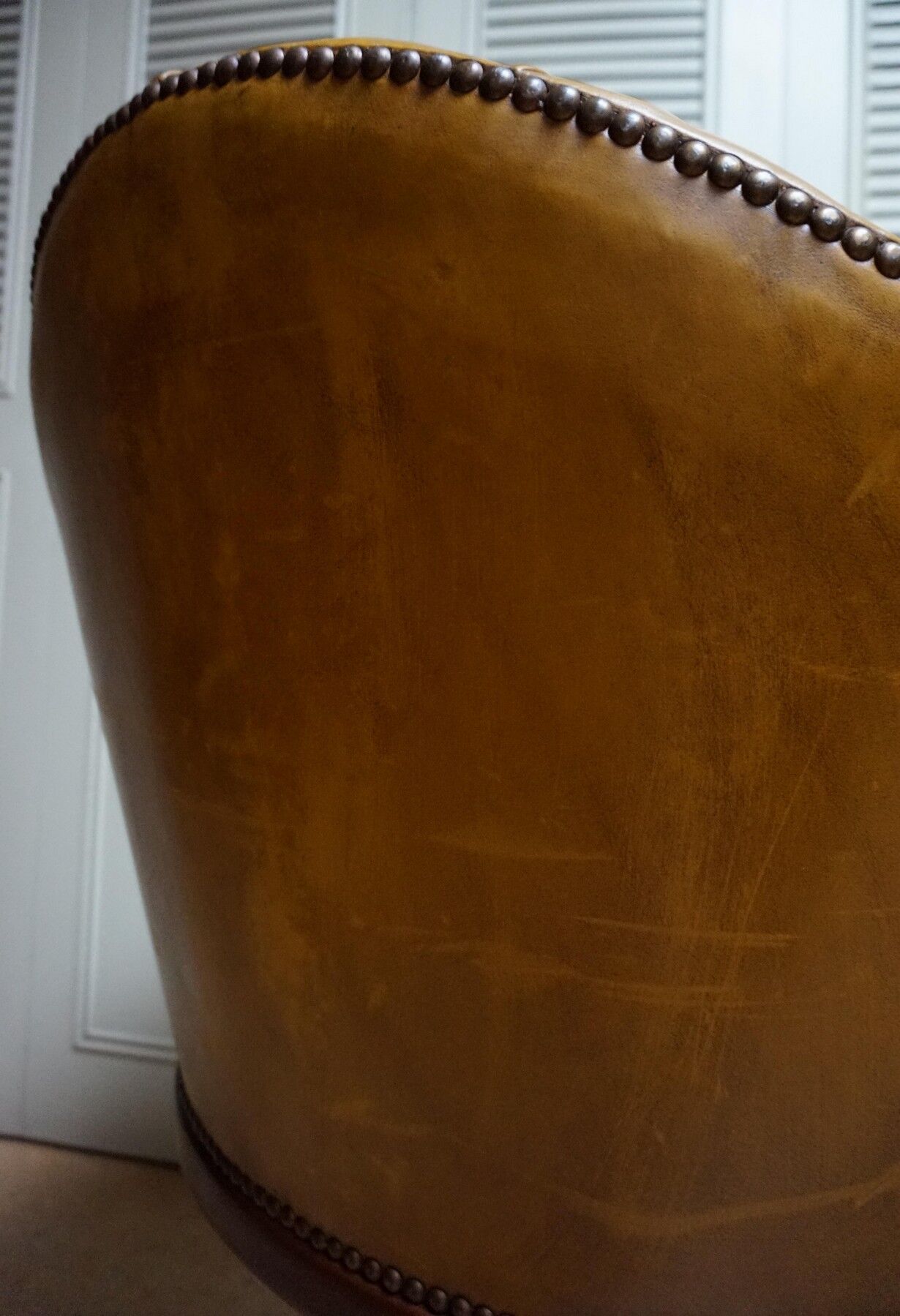 Antique Chesterfield Leather Bankers Swivel & Tilt Office Chair, 1930s