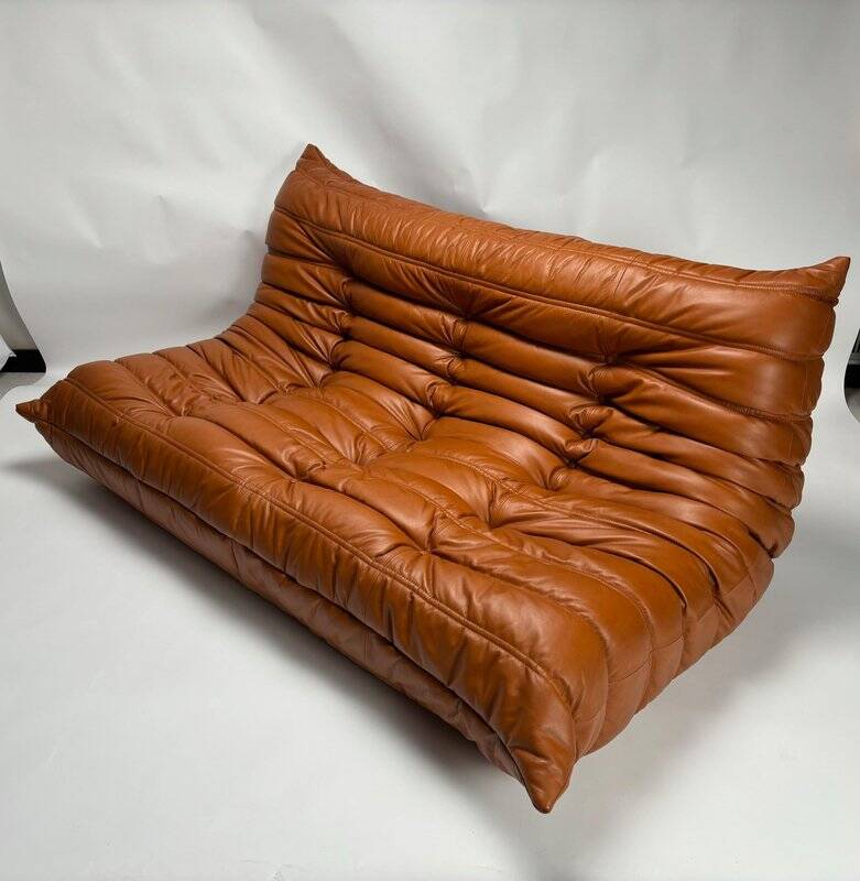 Togo Leather 3-Seaters Sofa attributed to Michel Ducaroy for Ligne Roset, 1992